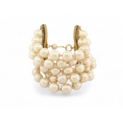 VINTAGE BRACELET CHANEL MANCHETTE PERLES 6 RANGS 20CM CIRCA 1970 PEARLS BANGLE