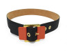 ceinture louis vuitton toile noire cuir brique
