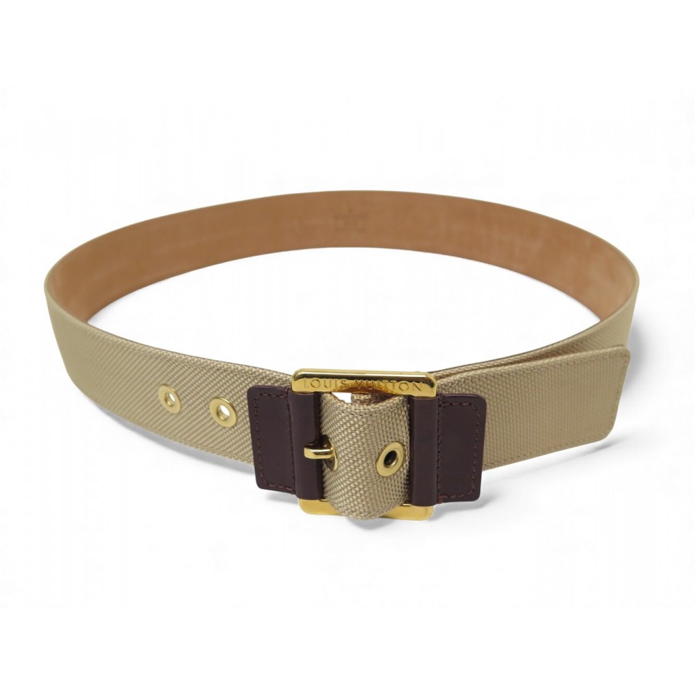 NEUF CEINTURE LOUIS VUITTON T80 TOILE & CUIR VERNIS AMARANTE CANVAS BELT 450€