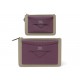 NEUF LOT 2 POCHETTES MOYNAT ENVELOPPE PM GM CUIR GRAINE GRIS BORDEAUX POUCH 749€