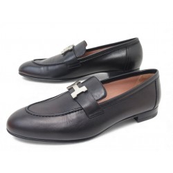 NEUF CHAUSSURES HERMES MOCASSINS PARIS BOUCLE H H20199Z 37.5 EN CUIR SHOES 990€