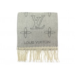 NEUF ECHARPE VUITTON MAHINA FLIGHT M77903 CACHEMIRE GRIS NEW CASHMERE SCARF 660€