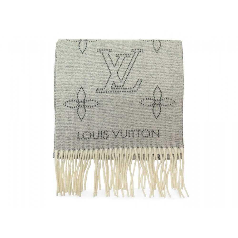 NEUF ECHARPE VUITTON MAHINA FLIGHT M77903 CACHEMIRE GRIS NEW CASHMERE SCARF 660€