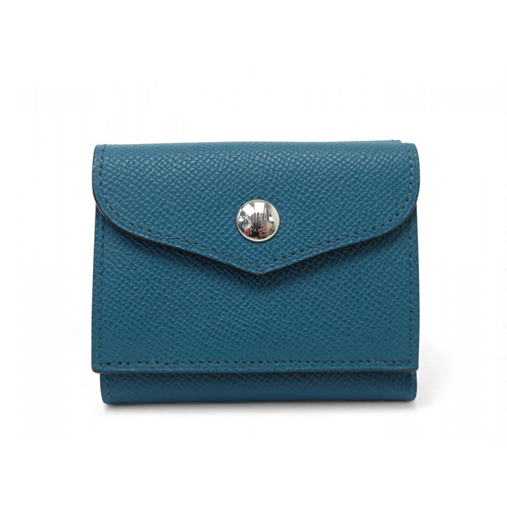 NEUF PORTE-CARTES MOYNAT PARIS PORTE-MONNAIE CUIR GRAINE BLEU BLUE WALLET 550€