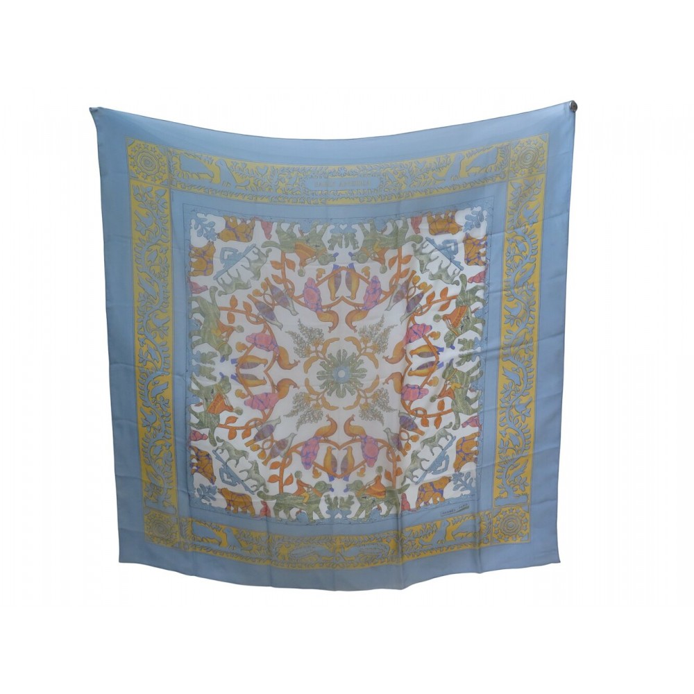 FOULARD HERMES EARLY AMERICA CARRE GEANT 140 MOUSSELINE DE SOIE SILK SCARF 895€