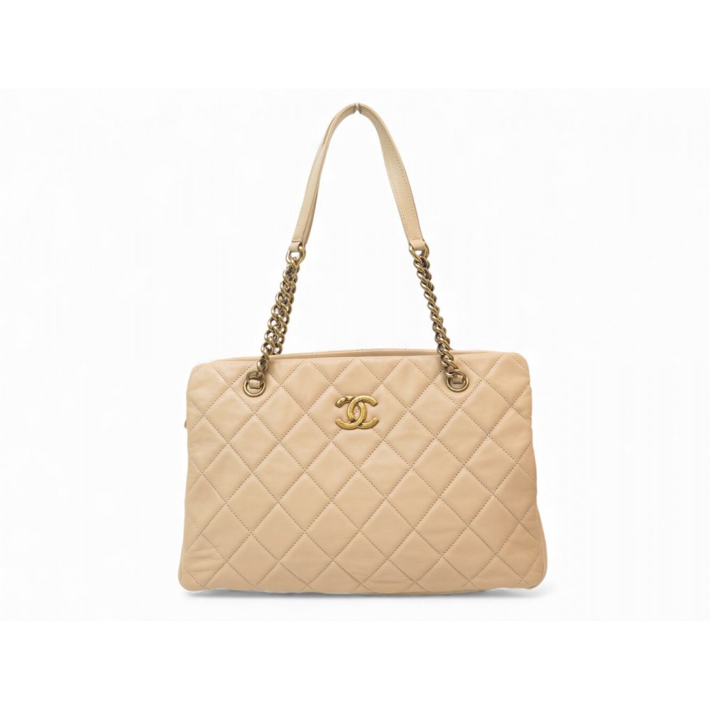 SAC A MAIN CHANEL CROWN TOTE CABAS CUIR MATELASSE BEIGE SHOPPING HAND BAG 5200€