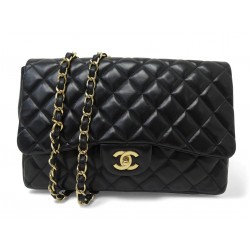 SAC A MAIN CHANEL TIMELESS JUMBO SIMPLE RABAT CUIR NOIR BANDOULIERE BAG 10000€