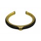 BRACELET HERMES KYOTO TAILLE 16 EN METAL DORE ET CUIR NOIR GOLDEN JEWEL 480€