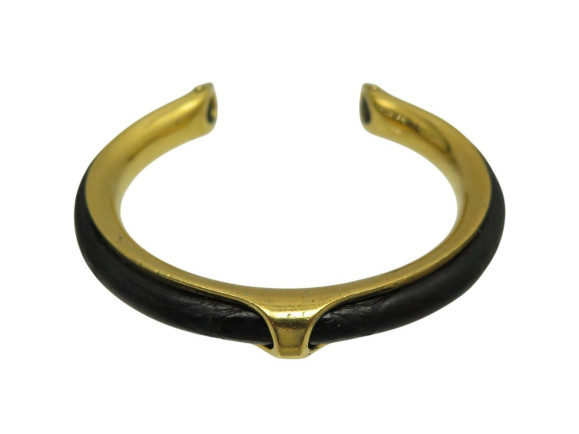 bracelet hermes kyoto taille 16 en metal dore et cuir