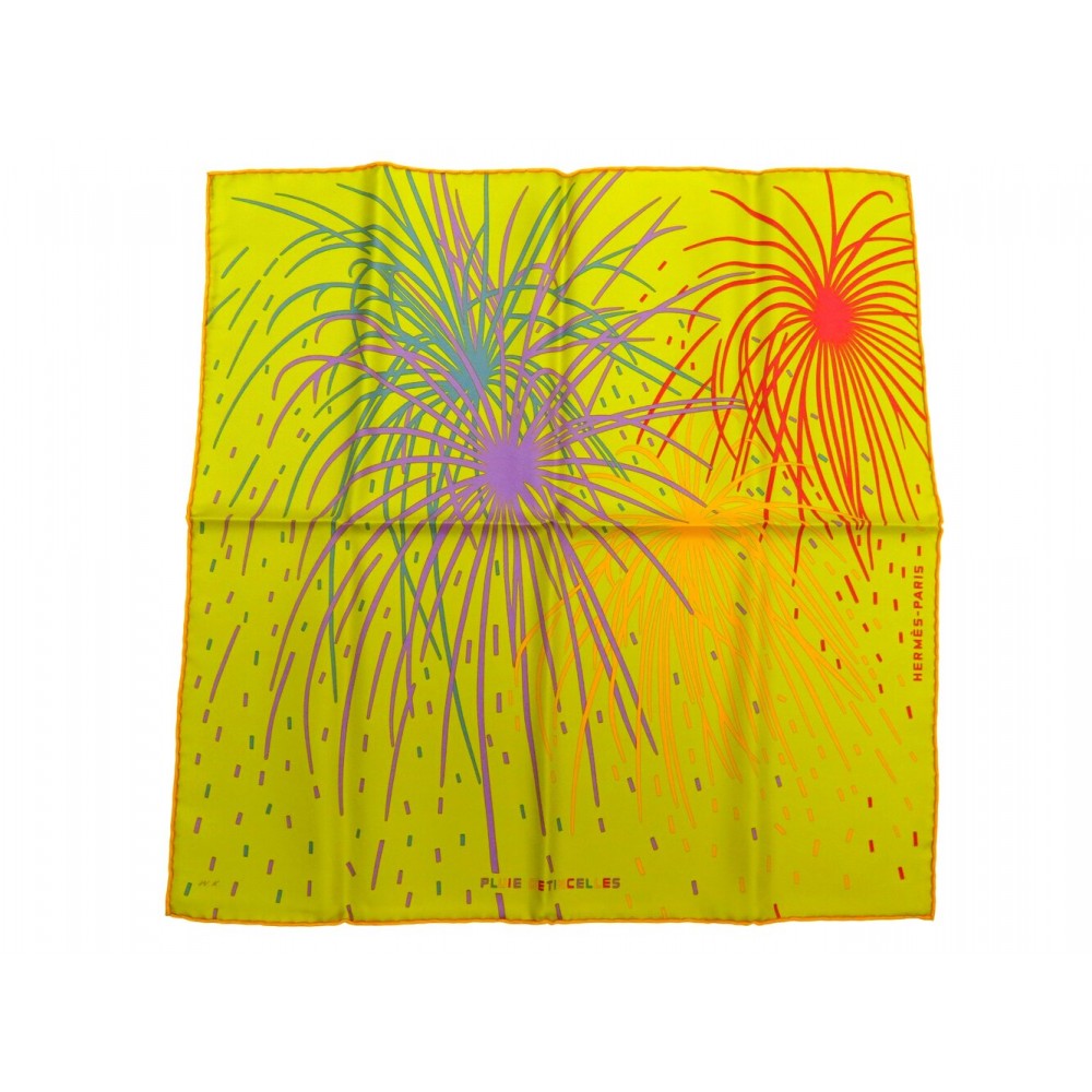 NEUF FOULARD HERMES GAVROCHE PLUIE D'ETINCELLES SOIE CARRE 45 CM SOIE SCARF 240€