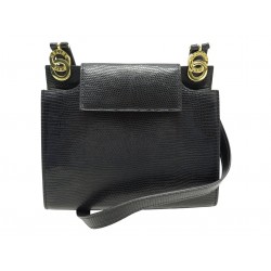 NEUF VINTAGE SAC A MAIN CELINE EN CUIR DE LEZARD NOIR LIZARD LEATHER HAND BAG