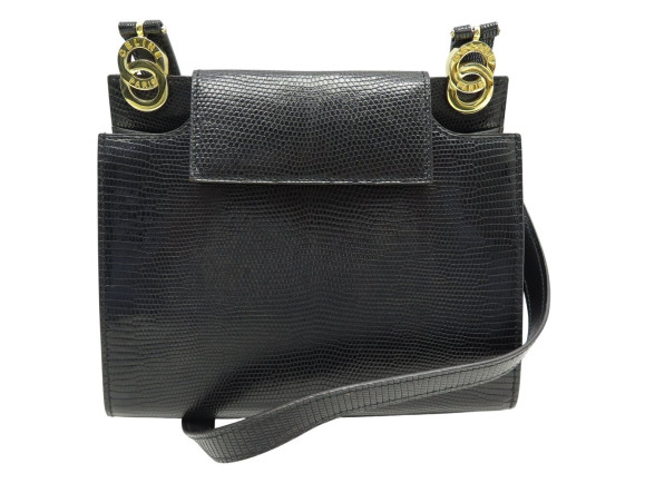   sac a main celine en cuir de lezard noir
