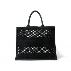 SAC A MAIN CHRISTIAN DIOR BOOK TOTE LARGE GM EN MAILLE NOIRE TROUS HAND BAG TOTE