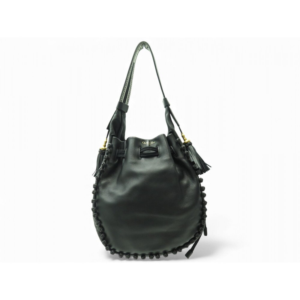NEUF SAC A MAIN CHRISTIAN DIOR BUCKET EN CUIR NOIR SEAU PORTE EPAULE BAG 3250€