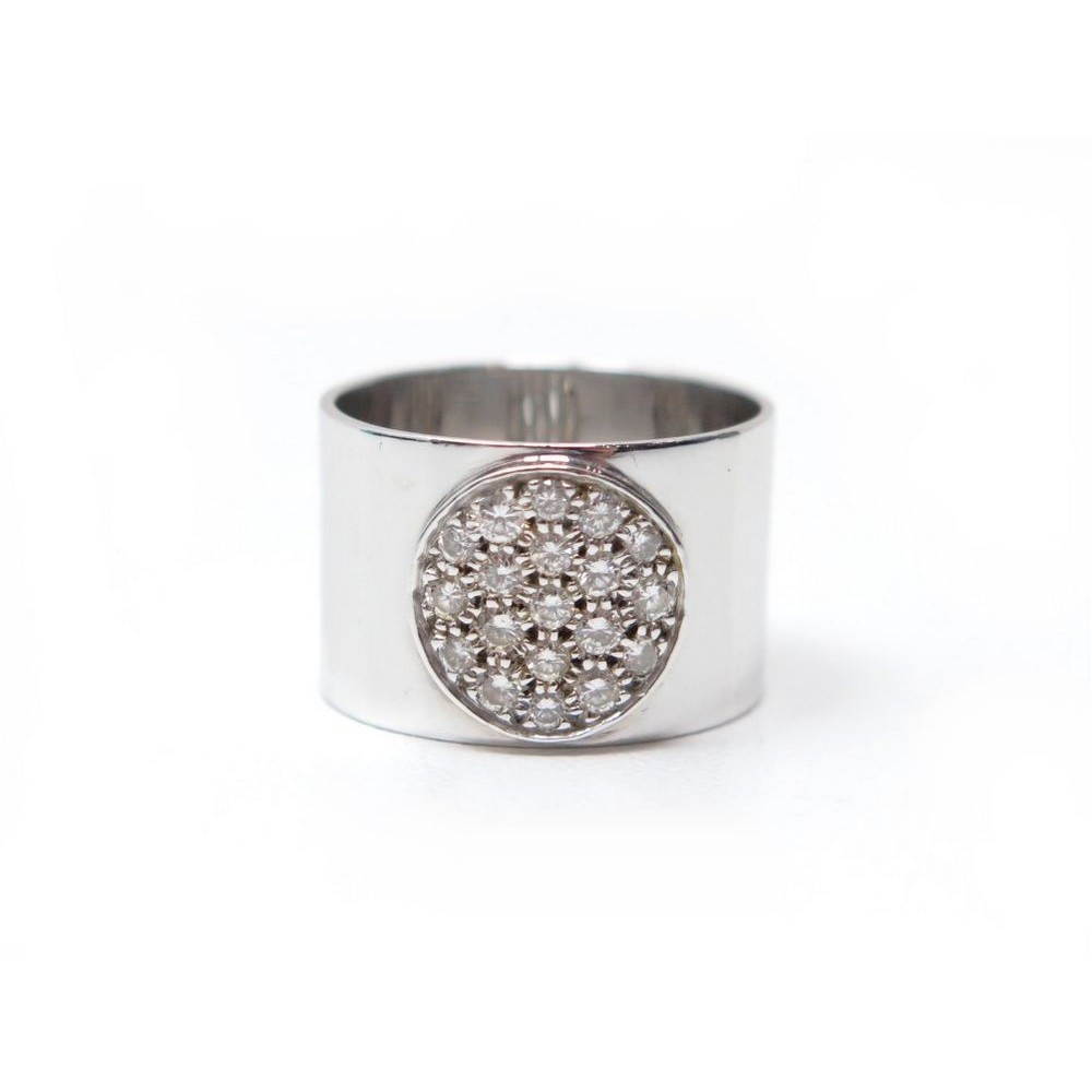 BAGUE DINH VAN ANTHEA GM T51 EN OR BLANC 18K 6.2GR 19 DIAMANTS 0.39CT RING 4600€