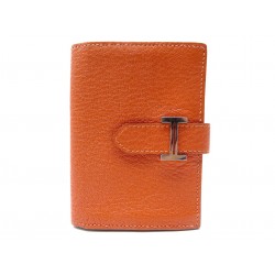 PORTE CARTES HERMES BEARN CUIR CHEVRE MYSORE ORANGE LEATHER CARD WALLET 1640€