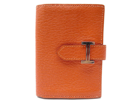 porte cartes hermes bearn cuir chevre mysore orange