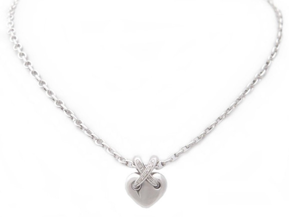 collier chaumet pendentif coeur lien diamant or blanc
