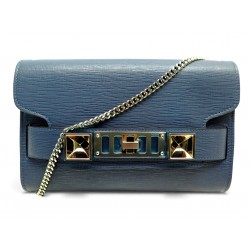 NEUF SAC A MAIN PROENZA SCHOULER PS11 H01020 CUIR GRAINE BLEU BANDOULIERE 1265€