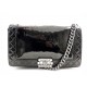 SAC A MAIN CHANEL GRAND BOY JUMBO CUIR MATELASSE VERNIS NOIR BANDOULIERE 7100€