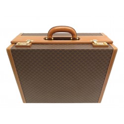 VINTAGE MALLETTE CELINE EN TOILE TRIOMPHE & CUIR ATTACHE CASE A CODE TRUNK