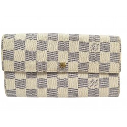 PORTEFEUILLE LOUIS VUITTON SARAH N61735 EN TOILE DAMIER AZUR MONNAIE WALLET 560€