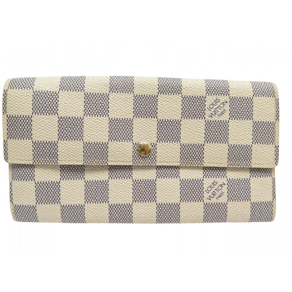 PORTEFEUILLE LOUIS VUITTON SARAH N61735 EN TOILE DAMIER AZUR MONNAIE WALLET 560€