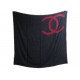 CHALE CHANEL ETOLE EN CACHEMIRE & SOIE NOIRE LOGO CC ROUGE CARRE 140 SHAWL 1260€