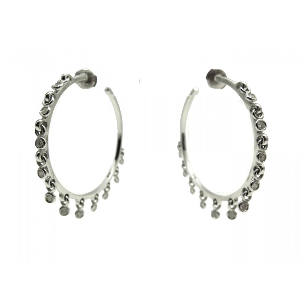 NEUF BOUCLES D'OREILLES DIOR COQUINES OR BLANC 19GR DIAMANT 0.9CT EARRINGS 9000€