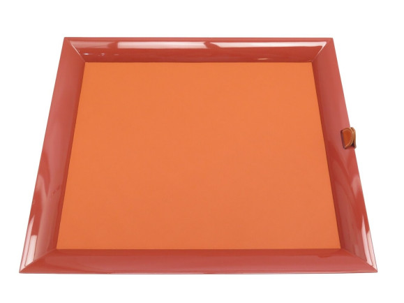 plateau hermes atrium gm laque terracota cuir