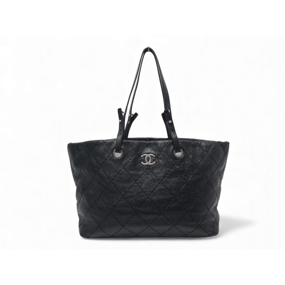 NEUF SAC A MAIN CHANEL CABAS SHOPPING CUIR GRAINE MATELASSE NOIR TOTE BAG 6900€