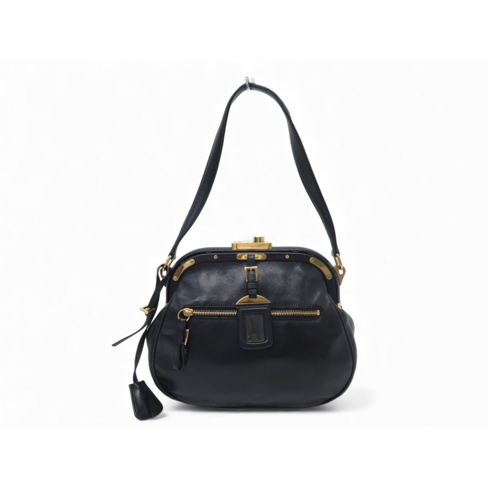 SAC A MAIN PRADA BR1924 SEMITRACOLLA EN CUIR NAPPA NOIR BLACK LEATHER BAG 2700€