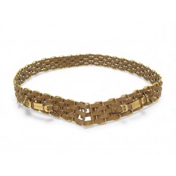 VINTAGE CEINTURE CHANEL CHAINE ENTRELACEE T82 CUIR ET METAL DORE LETAHER BELT
