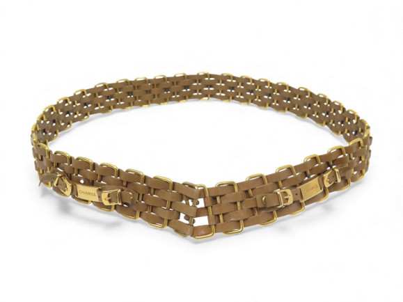  ceinture chanel chaine entrelacee t82 cuir et