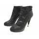 CHAUSSURES CHANEL BOTTINES A TALONS 38.5 EN CUIR NOIR LOW BOOTS LOGO CC 1550€