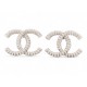 NEUF BOUCLES D'OREILLES CHANEL LOGO CC STRASS METAL ARGENTE BOITE EARRINGS 750€
