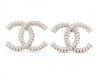 boucles d'oreilles chanel logo cc strass metal