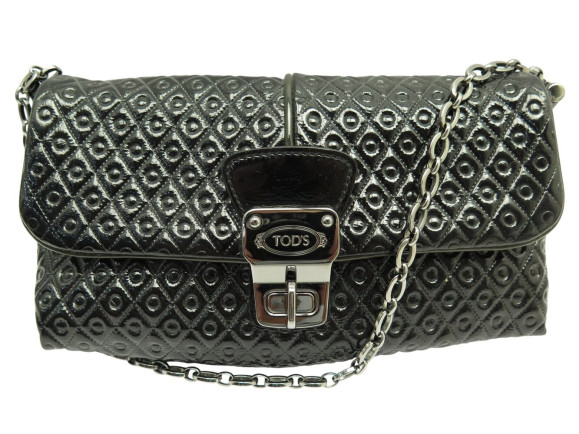 sac a main tod's porte epaule en cuir vernis noir