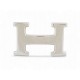 BOUCLE DE CEINTURE HERMES H 32MM EN ACIER PALLADIE POLI ARGENTE BUCKLE BELT