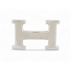 BOUCLE DE CEINTURE HERMES H 32MM EN ACIER PALLADIE POLI ARGENTE BUCKLE BELT