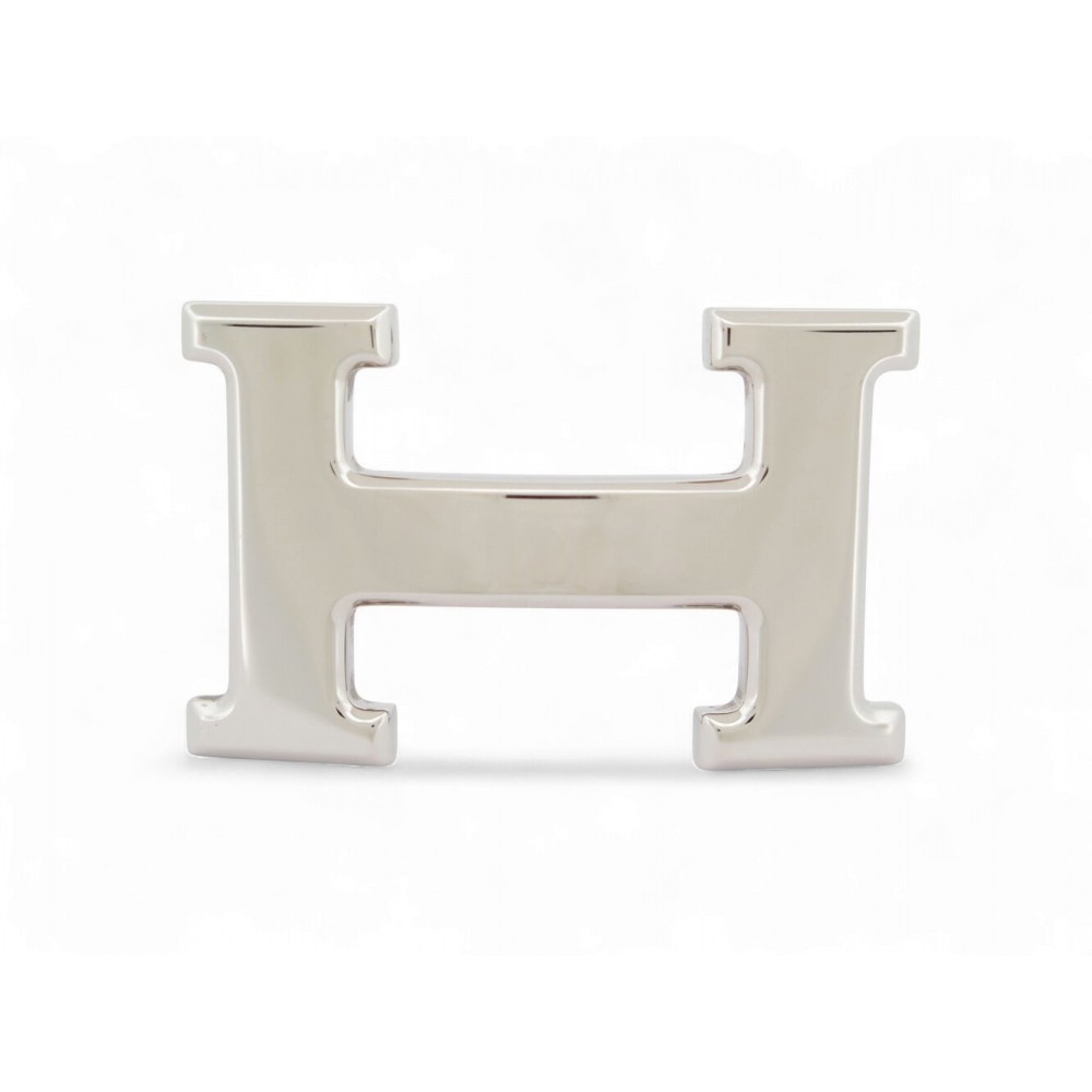 BOUCLE DE CEINTURE HERMES H 32MM EN ACIER PALLADIE POLI ARGENTE BUCKLE BELT
