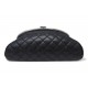 NEUF SAC A MAIN CHANEL POCHETTE CUIR PERFORE MATELASSE NOIR HAND BAG POUCH 6400€