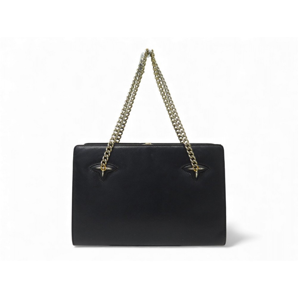 VINTAGE SAC A MAIN GUCCI PORTE EPAULE EN CUIR GRAINE BLEU MARINE HOBO HAND BAG