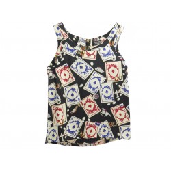 TUNIQUE CHANEL SANS MANCHES CASINO MOTIF CARTES M 40 SOIE MULTICOLORE BAG 2800€