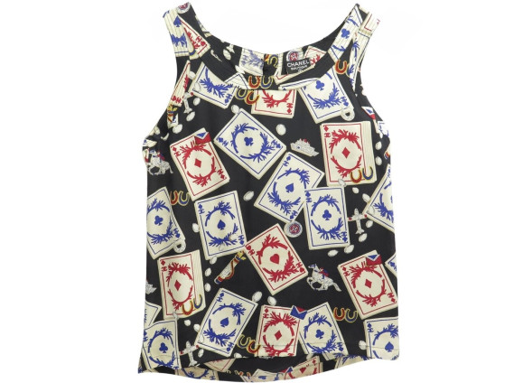 tunique chanel sans manches casino motif cartes m 40