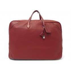 NEUF VINTAGE SAC DE VOYAGE A MAIN HERMES VICTORIA 60 CUIR TOGO ROUGE BAG 7500€
