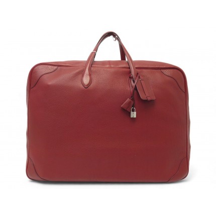 NEUF VINTAGE SAC DE VOYAGE A MAIN HERMES VICTORIA 60 CUIR TOGO ROUGE BAG 7500€
