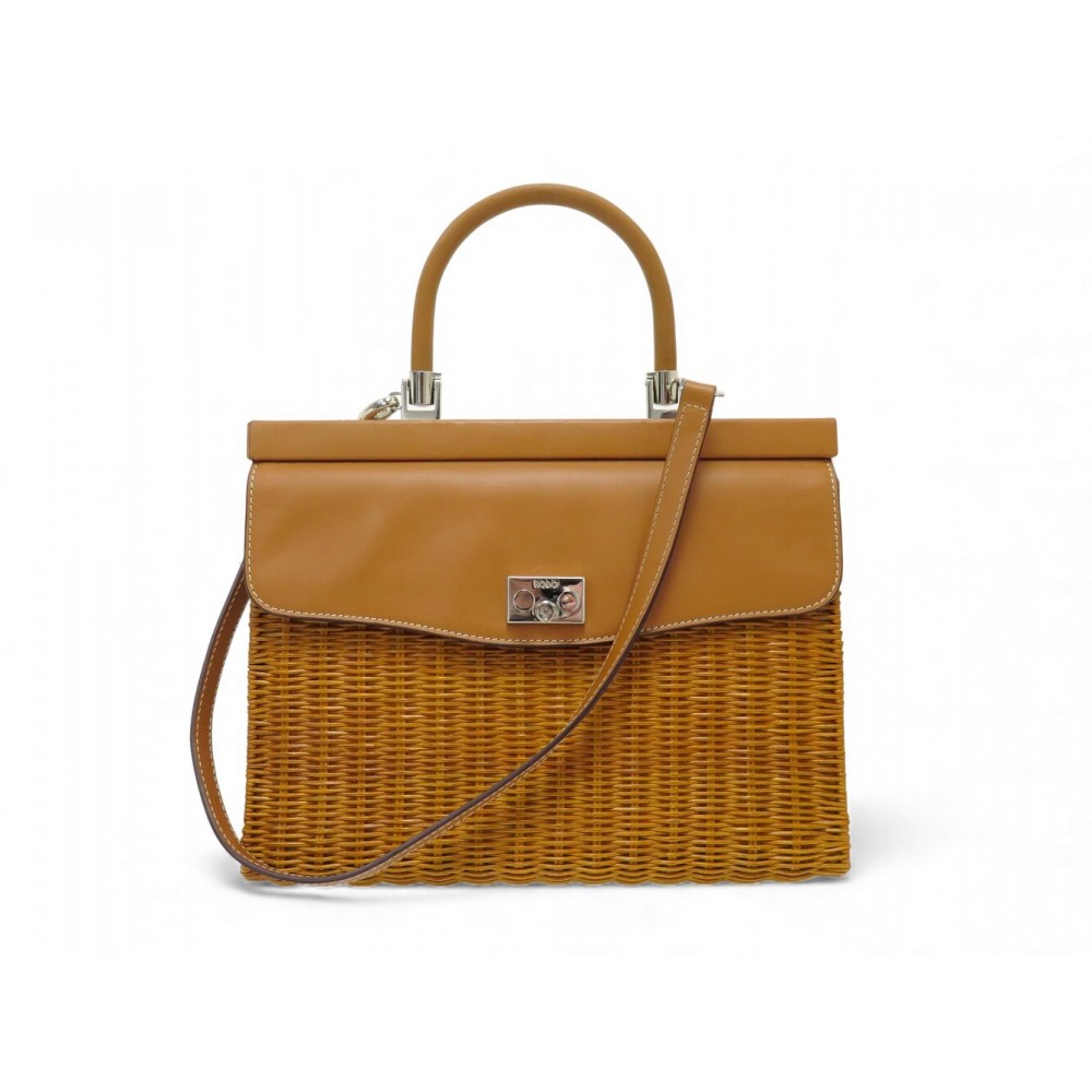 NEUF SAC A MAIN RODO WILLOW PARIS MEDIUM EN OSIER PANIER CAMEL BANDOULIERE 950€