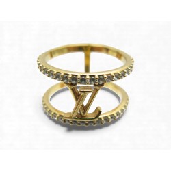 NEUF BAGUE LOUIS VUITTON LV ICONIC S00 M1463L METAL DORE & STRASS T56 RING 360€