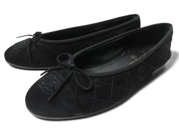 chaussures chanel g26250 ballerines 37 en cuir suede